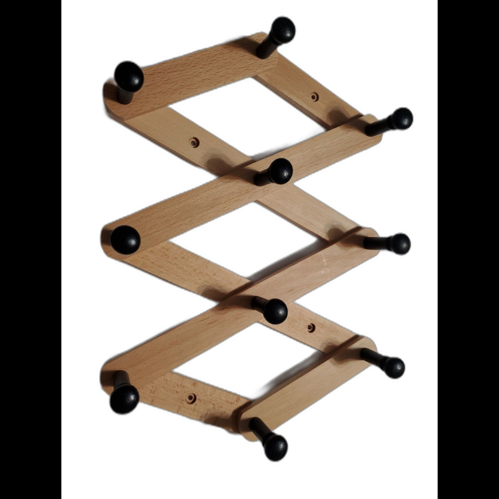 Threshold Accordion Wooden Hook Rack No Mounting Hardware - Wood & Black